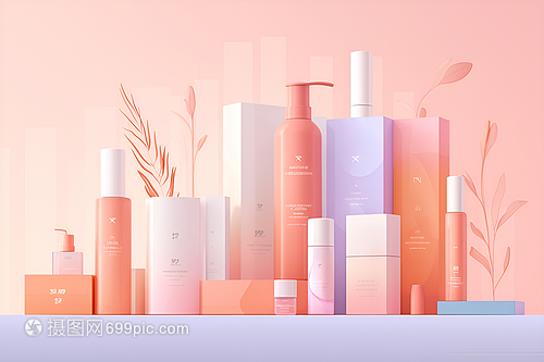 精致整齊的護膚品展示 美學與效用的完美交融